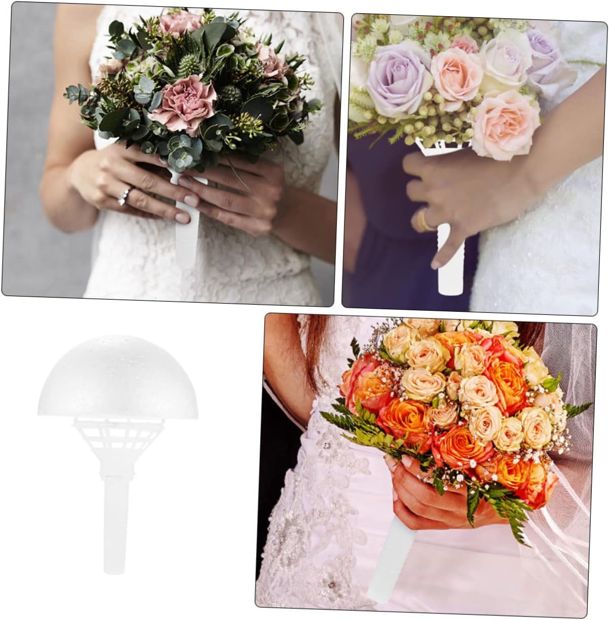 Ipetboom Wedding Bouquet Holder 1 Set Bouquet Holders Foam Floral Handle for Bridal Fresh Flowers Silk Flowers Wedding Supplies Decoration Holder for Artificial