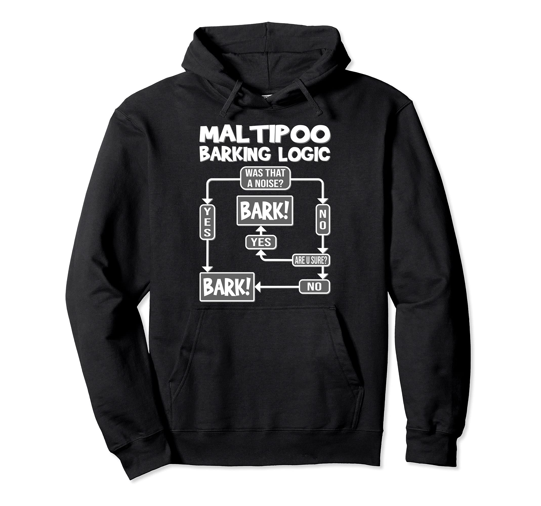 Dog Barking Logic, funny dog gift idea, Funny Maltipoo Pullover Hoodie, Black, S