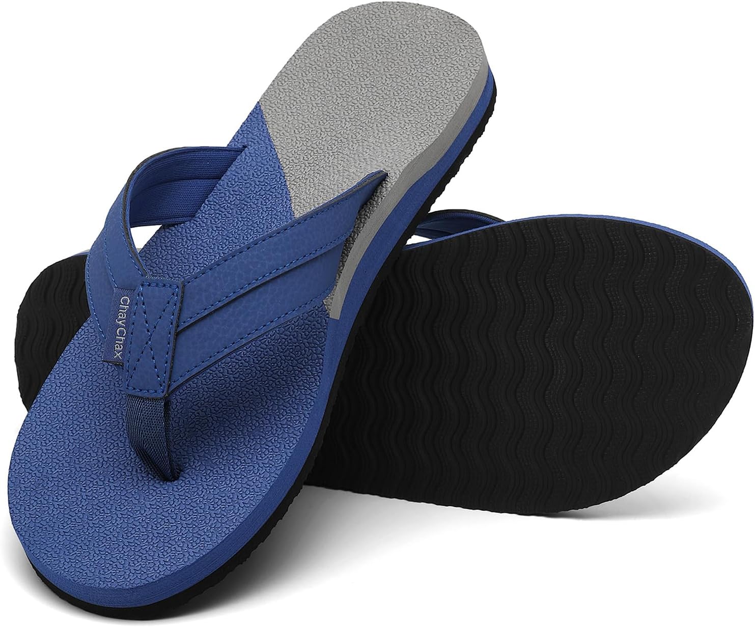 ChayChax Mens Flip Flops Arch Support Comfort Beach Thong Sandals with Ultra Cushion Footbed