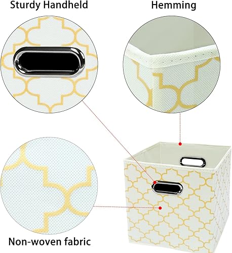 Vista 21 de Cubos de almacenamiento plegables negros, caja de almacenamiento de tela, cestas organizadoras con asas dobles para organizador del hogar