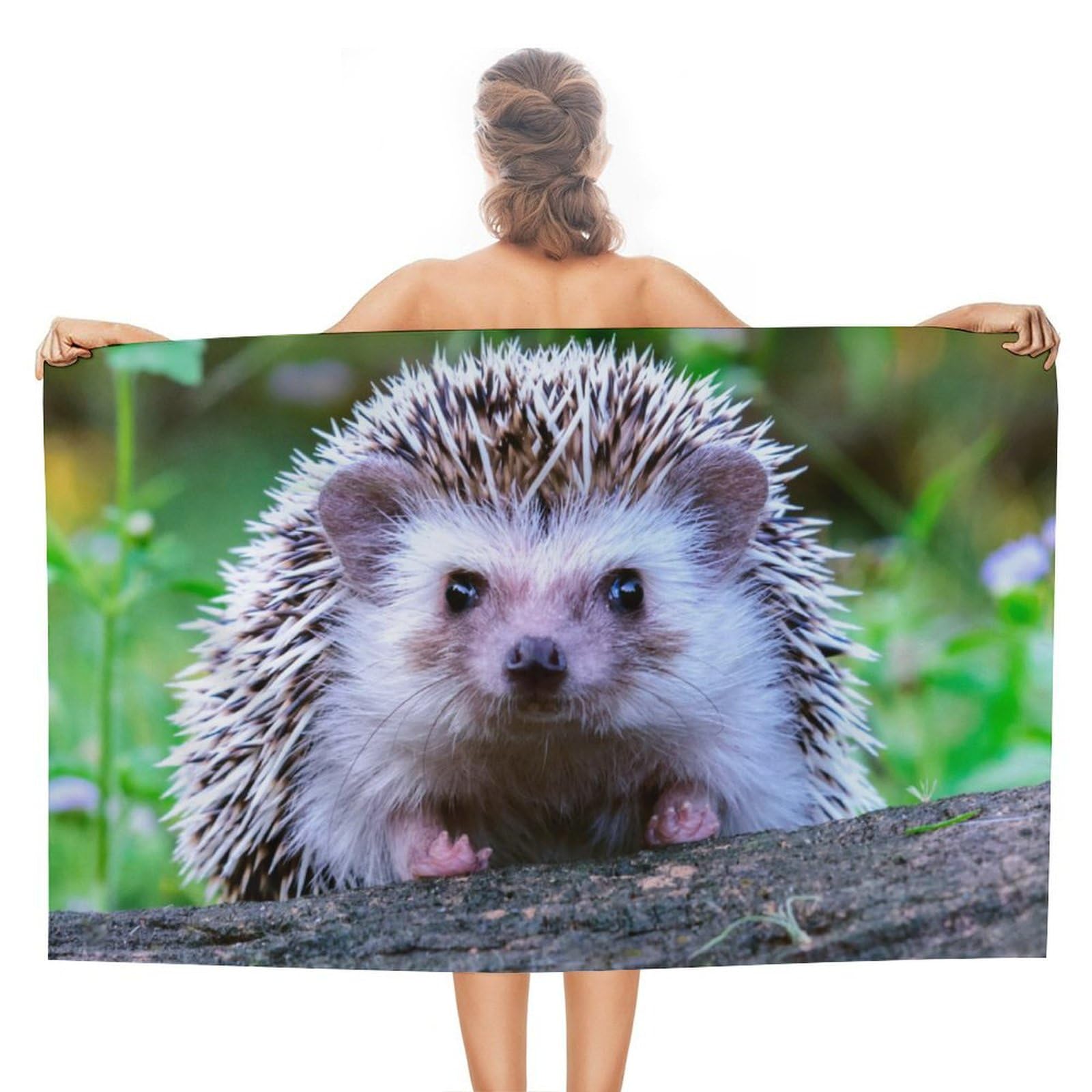LWORZIIB Beach Towel, Cute Little Hedgehog Bath Towel, Absorbent Towel for Swimming, Sports, Travel