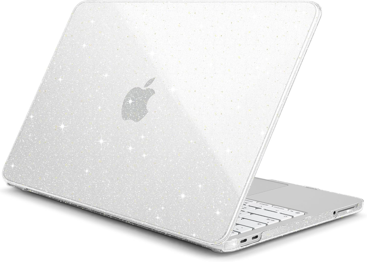 for MacBook Neo 13 Inch Case 2026 Release Model A3404, Bling Glitter Hard Shell with Keyboard Cover, 2 Webcam Covers & USB Adapter, 6-in-1 Bundle for Women Girls, Glitter‌ Clear