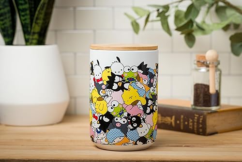 Miniatura 115 de Silver Buffalo Tarro de cerámica para aperitivos o galletas de color rosa de Hello Kitty, de Sanrio, tamaño mediano Hello Kitty Waving (cerámica)