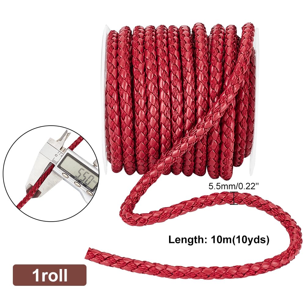 PH Pandahall Cavo Intrecciato Piatto Da 10.9m, Cordoncino In Pelle Intrecciata Nera Da 9 5x3 5mm Per La E 628205