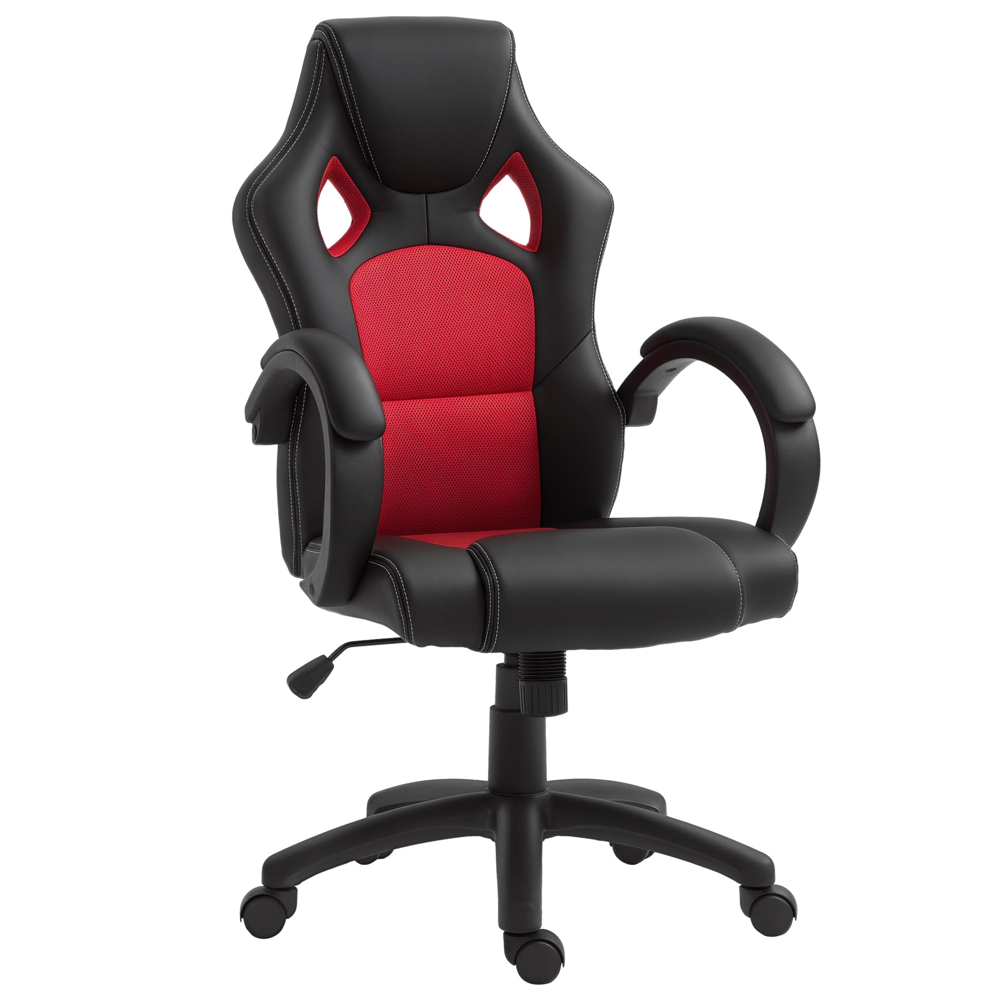 Vinsetto Gaming Chair Faux Leather Swivel for Home Office with Wheels Red