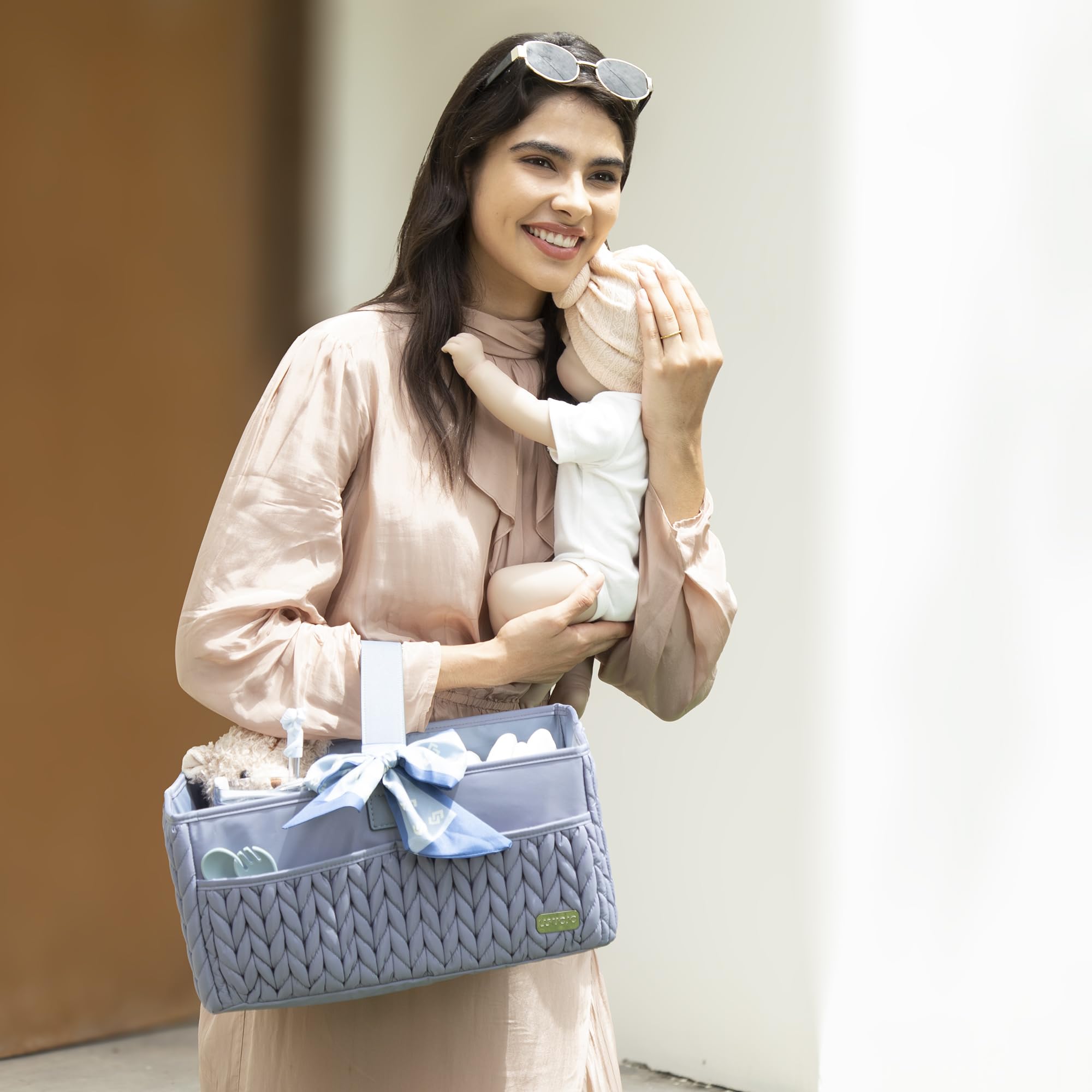 Organizer per pannolini, cestino portaoggetti portatile per neonati essenziali, cestino regalo per baby shower, cestino per fasciatoio, must have per ragazzi o ragazze, cestino per pannolini