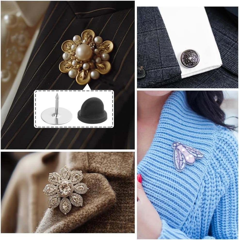 XINGYHENG 100Pcs Tie Tacks with 100Pcs PVC Rubber Black Pins Back for Jewelry Making and Crafting