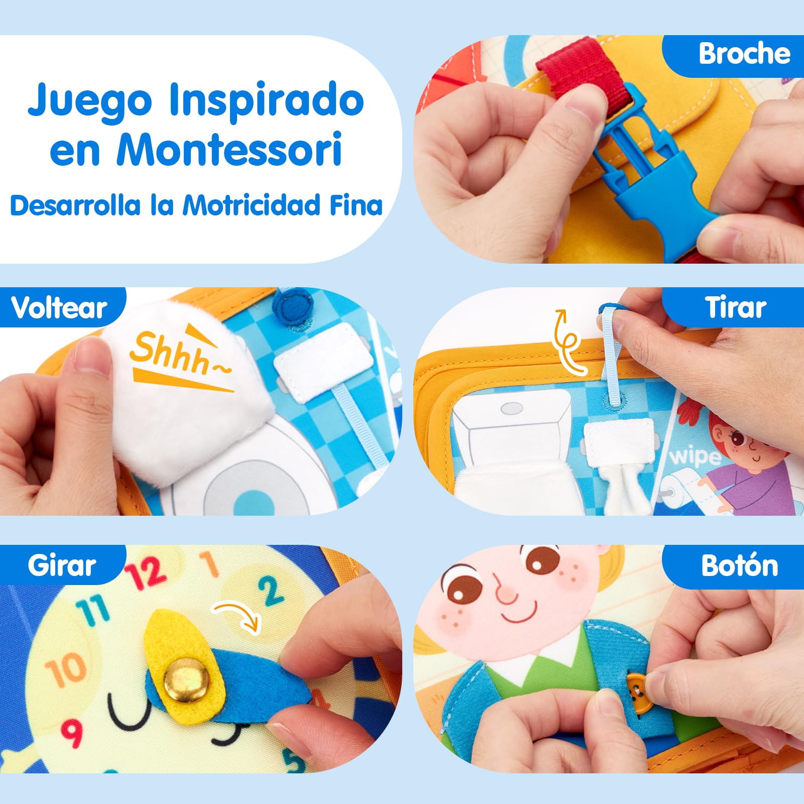 Hahaland Busy Book Montessori De Granja | Libro Interactivo De Fieltro Con 8 Páginas, Juguete Educativo Y Sensorial Para Niños De 1 A 3 Años, Regalo Original