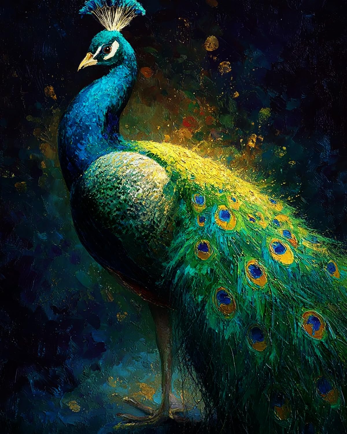 LIUBAISHI Paint by Numbers for Adults – 16"x20" | DIY Wall Art Decor Kit, Relaxing Hobby Set, Complete Painting Kit with Acrylic Paints and Brushes-Peacock Flowing Light (2)