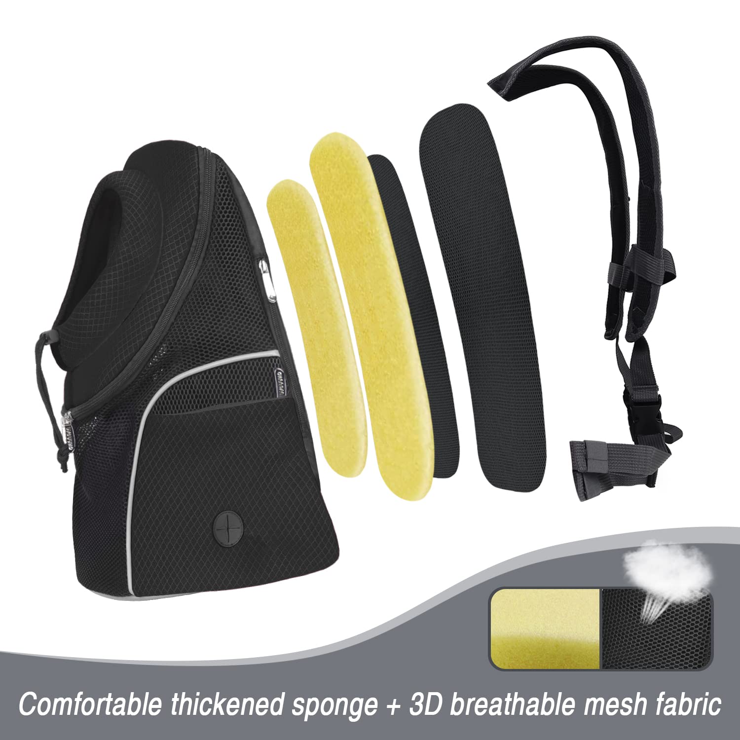 WOYYHO Pet Dog Carrier Backpack Small Dog Front Backpack Ventilated Mesh Dog Travel Back Pack with Safety Tethers for Travel Hiking Cycling Outdoor Use (M ( up to 10 lbs ) , Black )