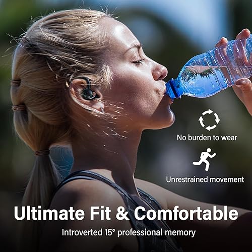 Miniatura 2 de Auriculares de entrenamiento Bluetooth sobre la oreja con sonido de 0.512 in de bajo premium, IPX7 impermeable auriculares inalámbricos para correr