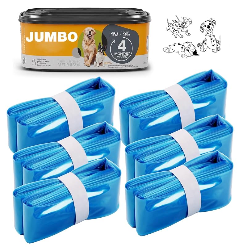 Sacos Refil Jumbo para Fezes de Cães Compatíveis com Pet Genie AIMIDODO, Pacote com 6