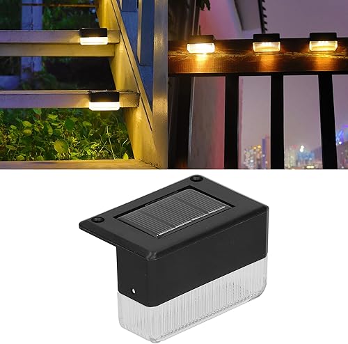 Miniatura 5 de Hyuduo 4 luces solares para escaleras, luces solares para valla con 3 LED RGB modos de cambio IP65 para jardín al aire libre, camino, patio,
