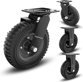 Lygoeege 8 Inch Heavy Duty Caster Wheels Set of 4（2Swivel Brake & 2 Fixed 2000lbs Capacity, Large Solid Rubber Caster for ... Price In India