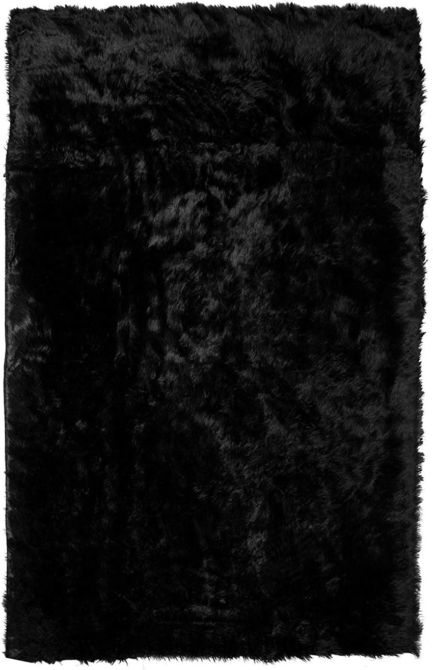 Home Must Haves Black Faux Fur Sheepskin Area Rug, (8' x 10
