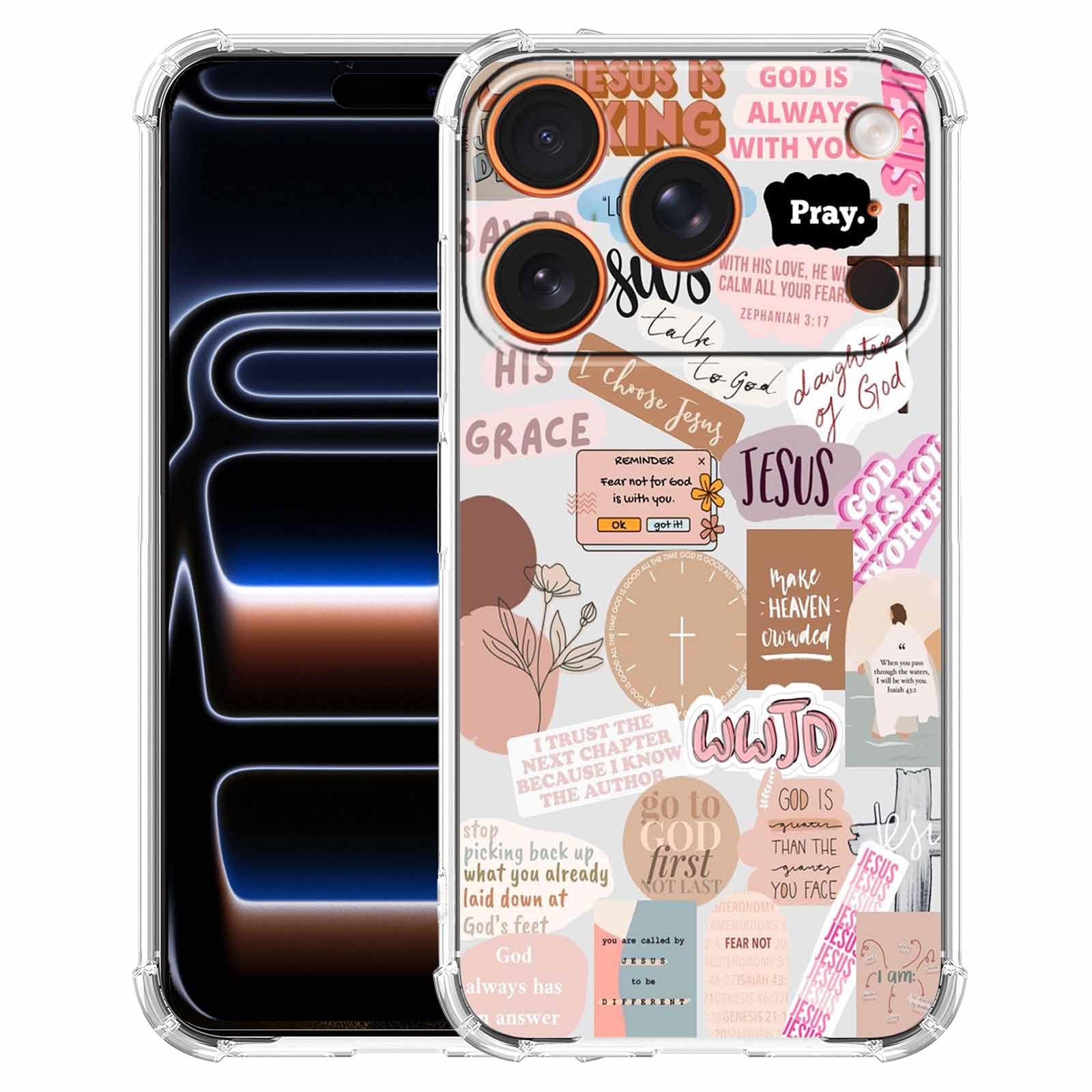 Coque chrétienne iPhone 17 Pro avec citations de la Bible motif Jésus esthétique - 6