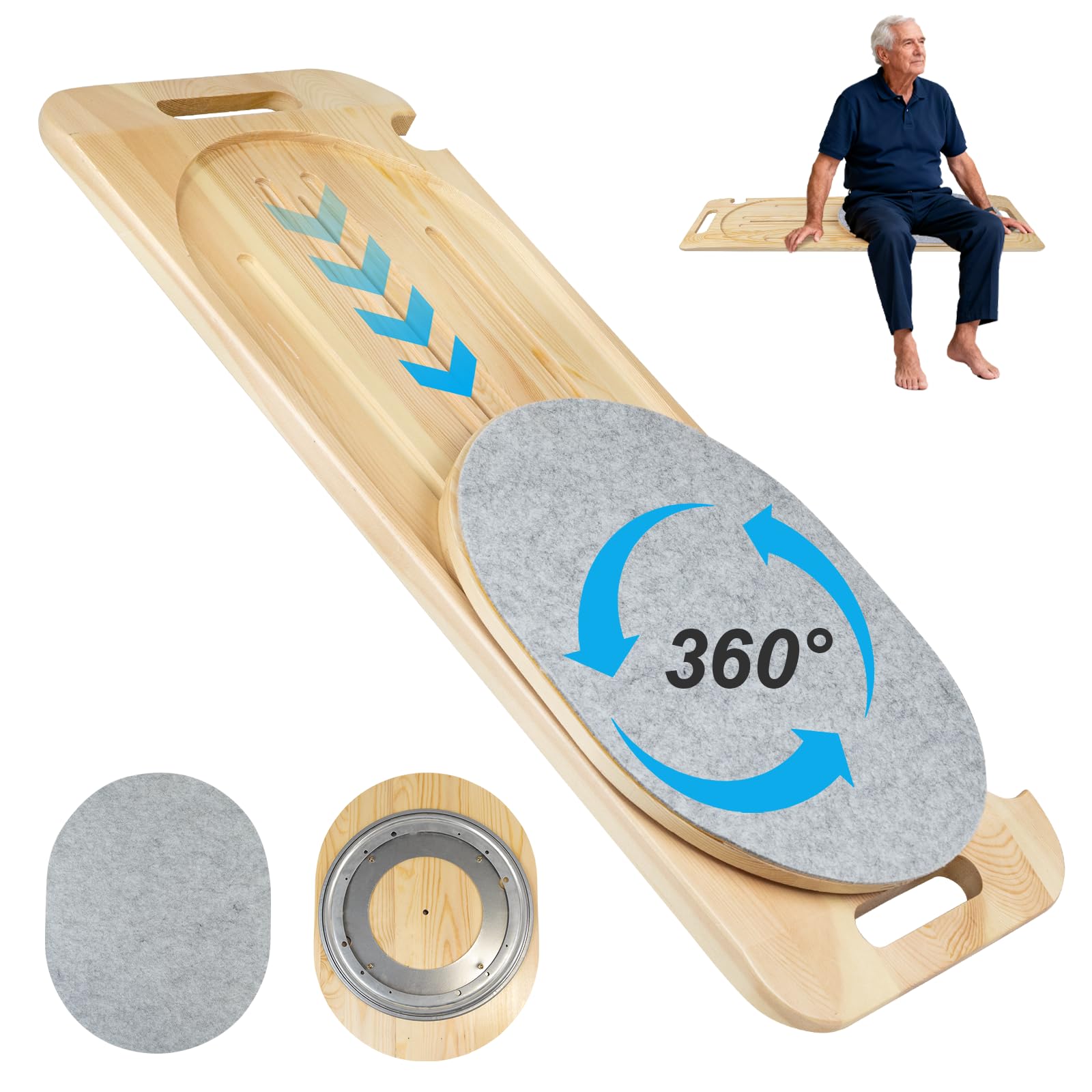 Photo 1 of WodGod Wooden Slide Transfer Board, 35" x 14", with Track Pulley Turntable