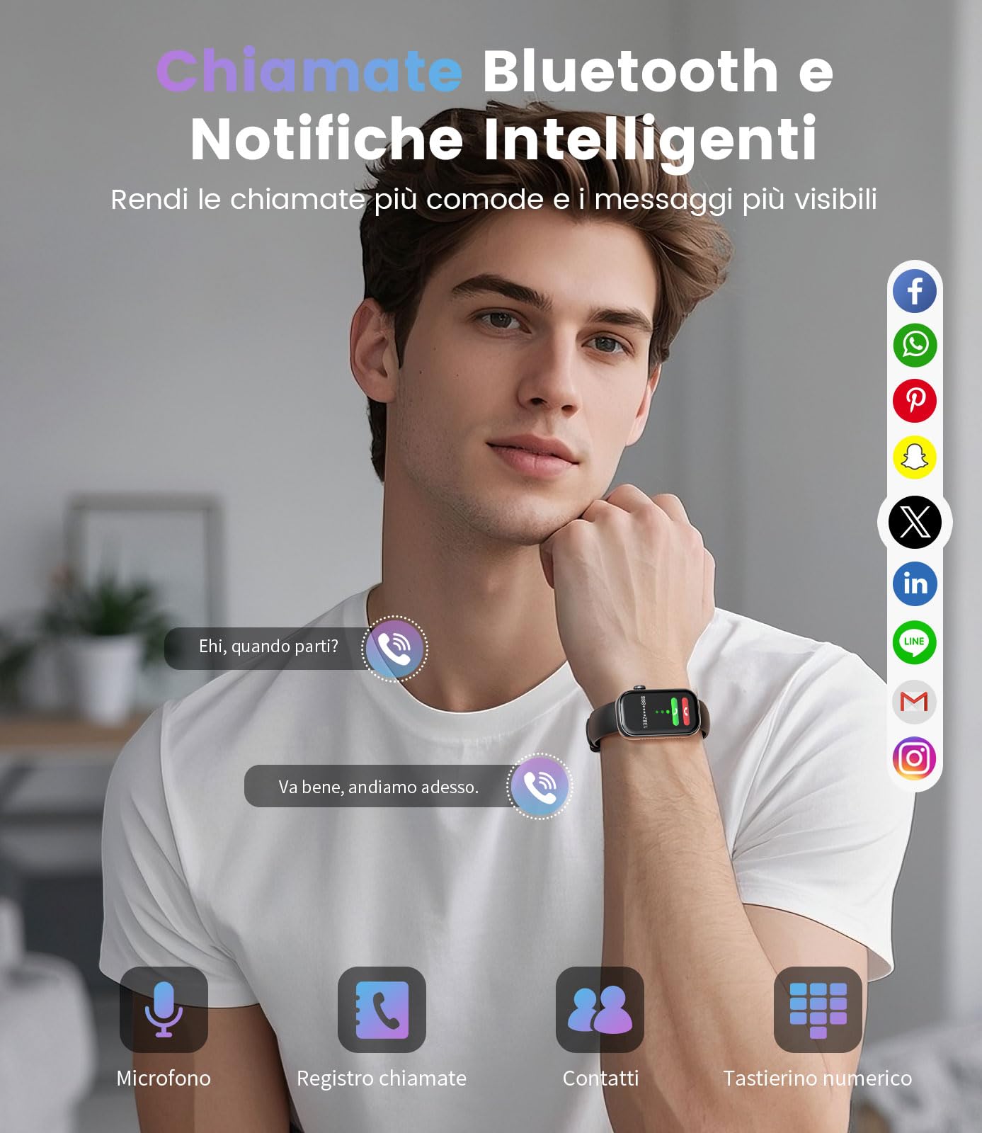 LIGE Smartwatch Uomo Donna(2 cinturini),Contapassi/Cardiofrequenzimetro/Sonno,Contapassi Assistente Vocale, 1.47" Fitness Tracker, IP68 Smart Watch Android iOS,Nero