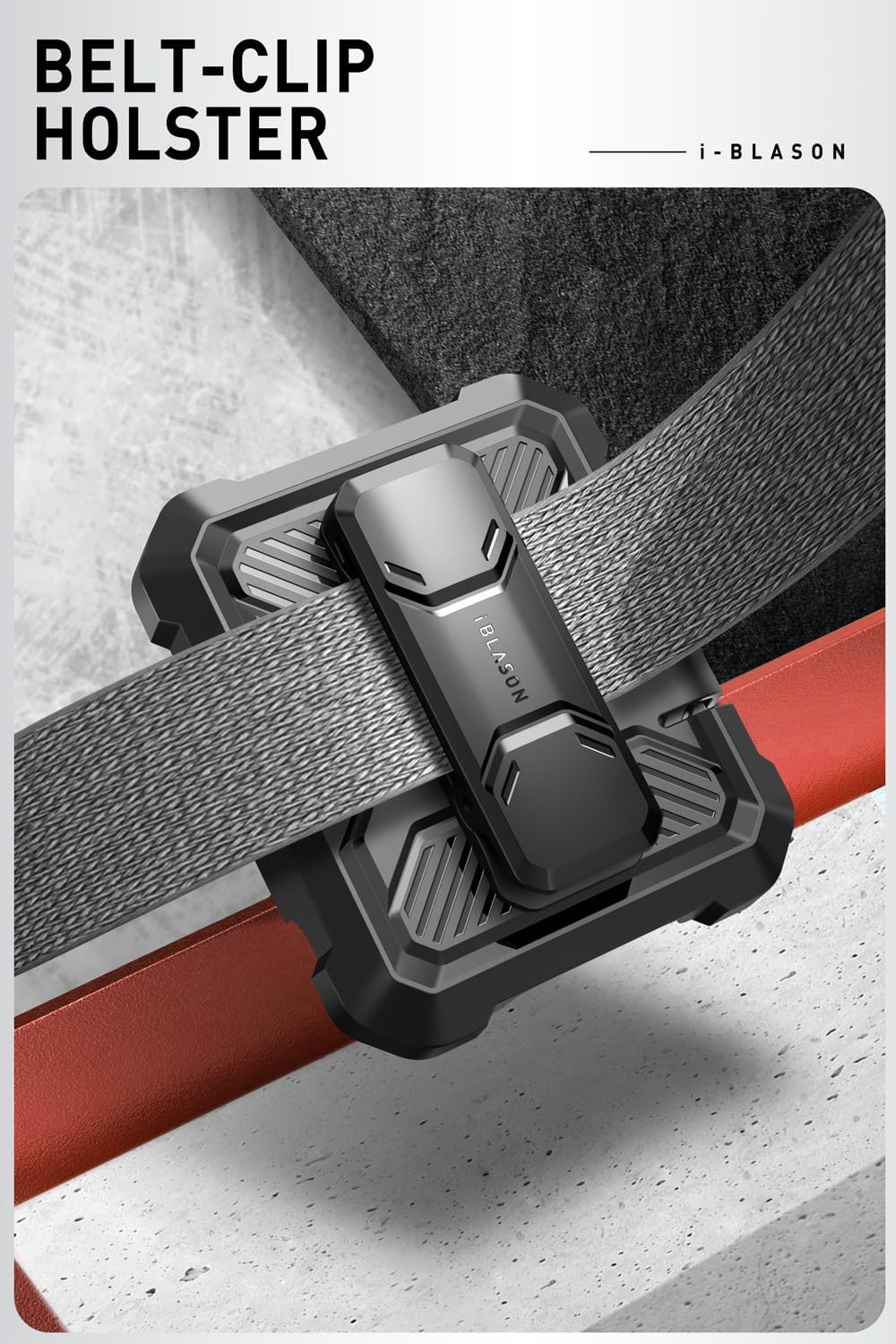 i-Blason for Samsung Galaxy Z Flip 6 Case, ZFlip 5 Case with Stand, [Built-in Screen Protector] [Hinge Protection] [Belt-Clip], Military Phone Case for Samsung Z Flip 7 FE/6/5, Armorbox, Ruddy