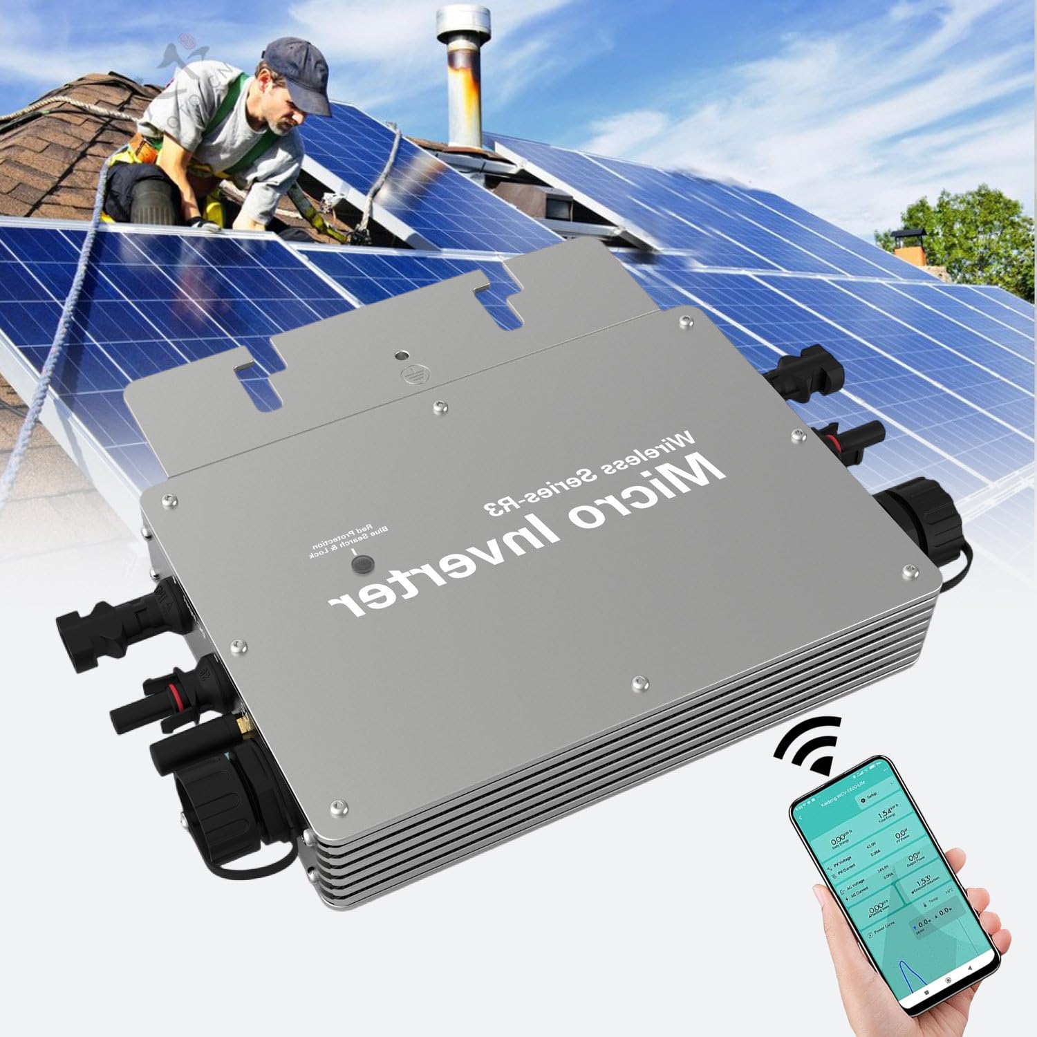 600W 700W 800W Mikroinwerter sieciowy do instalacji fotowoltaicznej Mikroinwerter Mikroinwerter do sieci słonecznej Mikroinwerter Dc22-60V do 230V 120V Samochłodzenie Inwerter solarny,700W