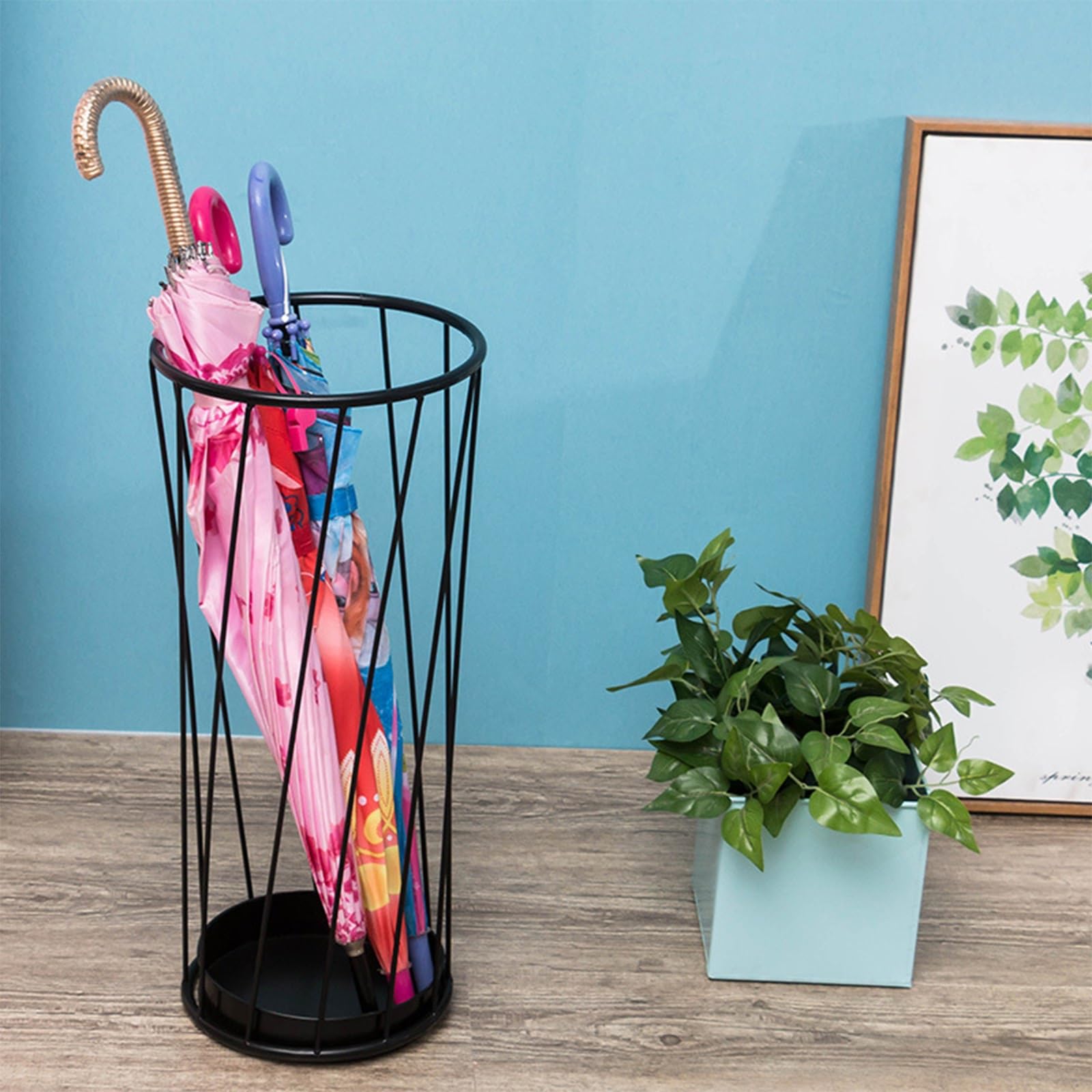 Umbrella Holder for Entryway, Umbrella Storage Stands, Home Office Entry Umbrella Drainage Rack with Drip Tray, Open Design, Space Saver