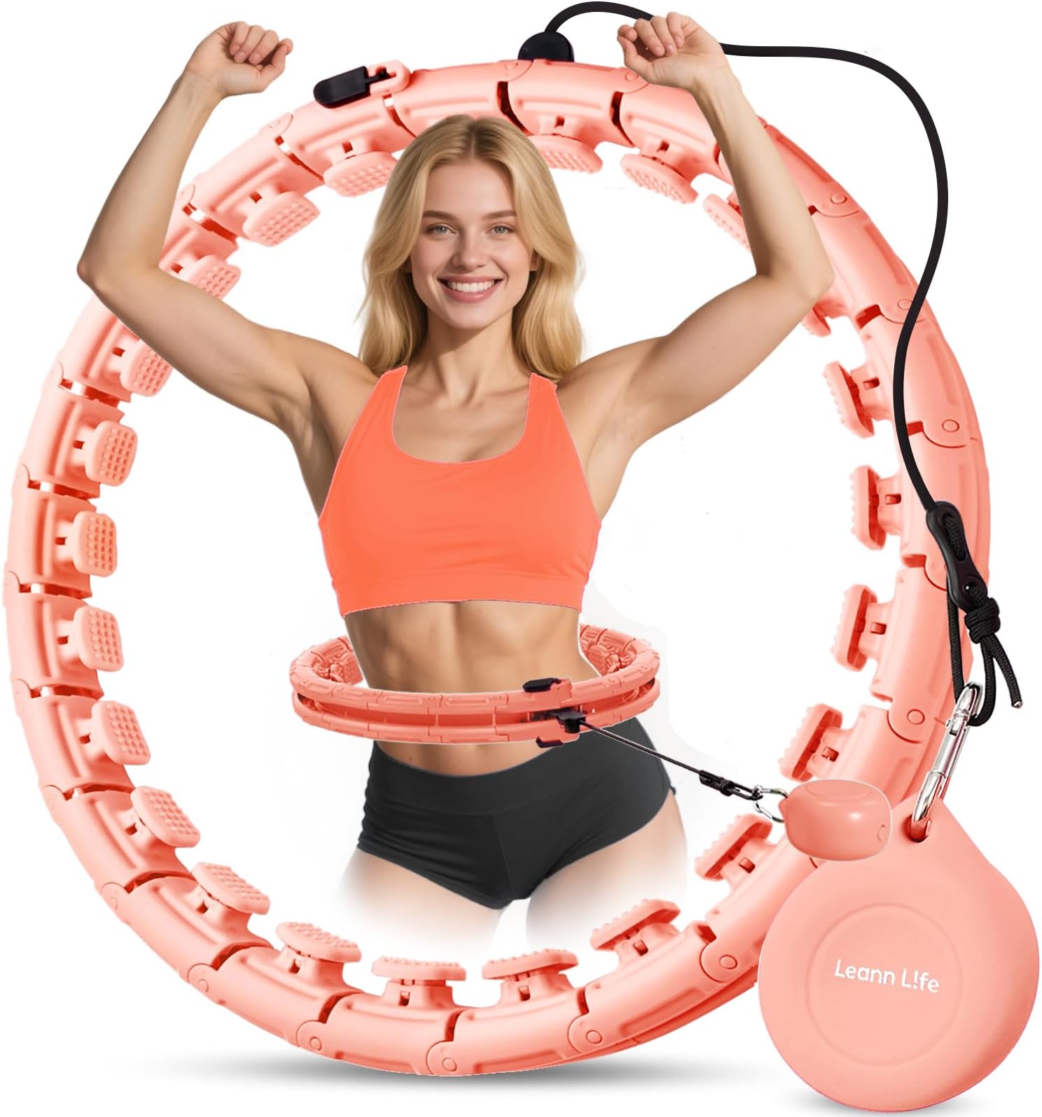 Leann L!fe U1-30 Knots Waist 19"-61”, Upgraded Magnetic Lock Weighted Hula Hoop for Adults Weight Loss, Infinity Hoop Plus Size, Children Adult Home Outdoors, Abdominal Toner