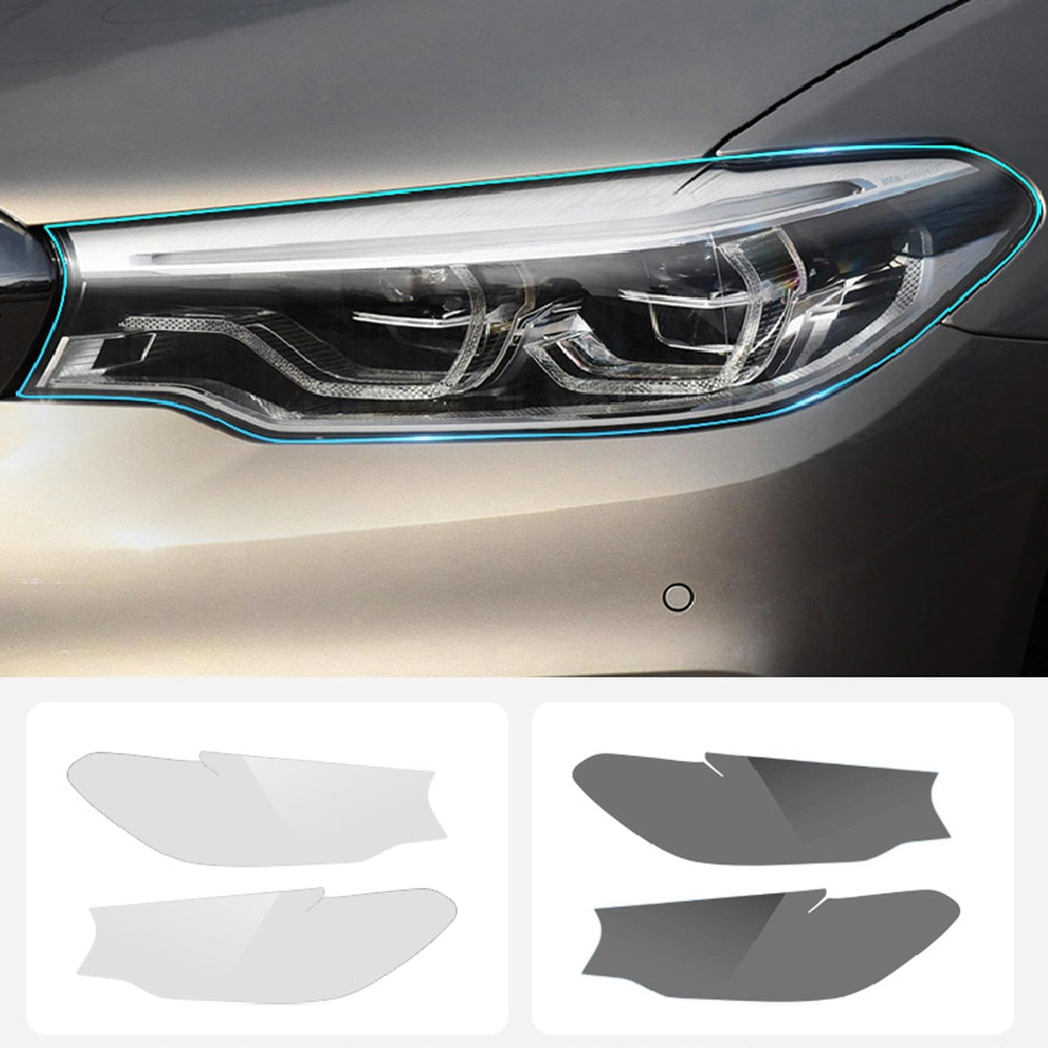 Car Exterior Headlight Anti-Scratch TPU Protective Film Anti-Scratch Film，for BMW G30 G31 Series 5 2018-2020