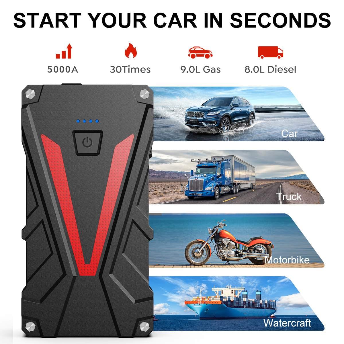 Avviatore Batteria Auto NEXPOW - Starter Emergenza 12V Per Auto E Moto, Con Torcia LED - Foto 3