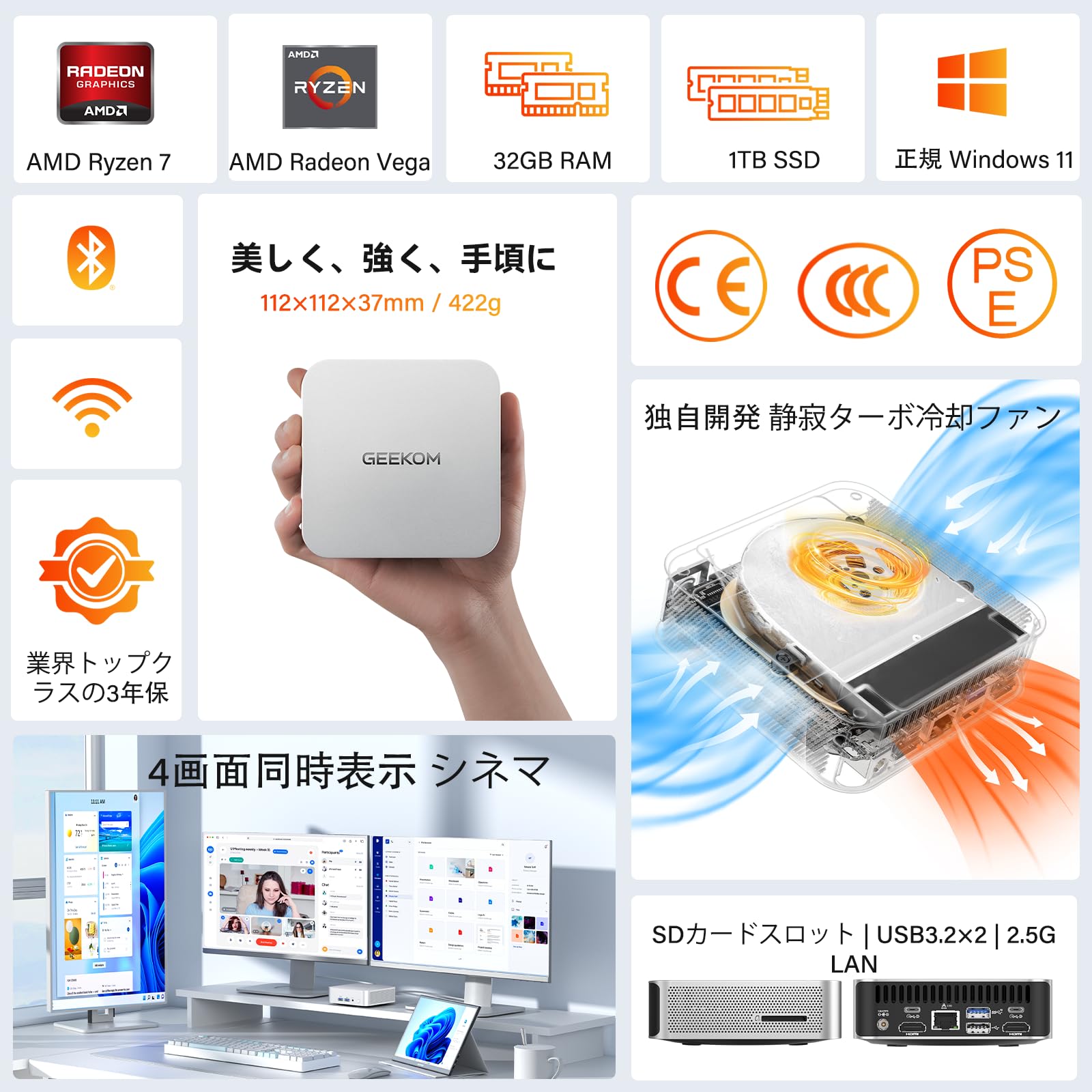 Amazon.co.jp: 【法人向・ 5年安定稼働】GEEKOM A5 Pro ミニ PC AMD