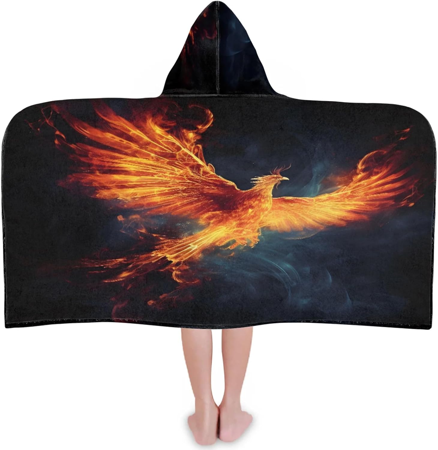 Fire Phoenix Hooded Towels for Kids Absorbent Soft Pool Swim Beach Bath Towel for Boys Girls, 24 in x 50 in