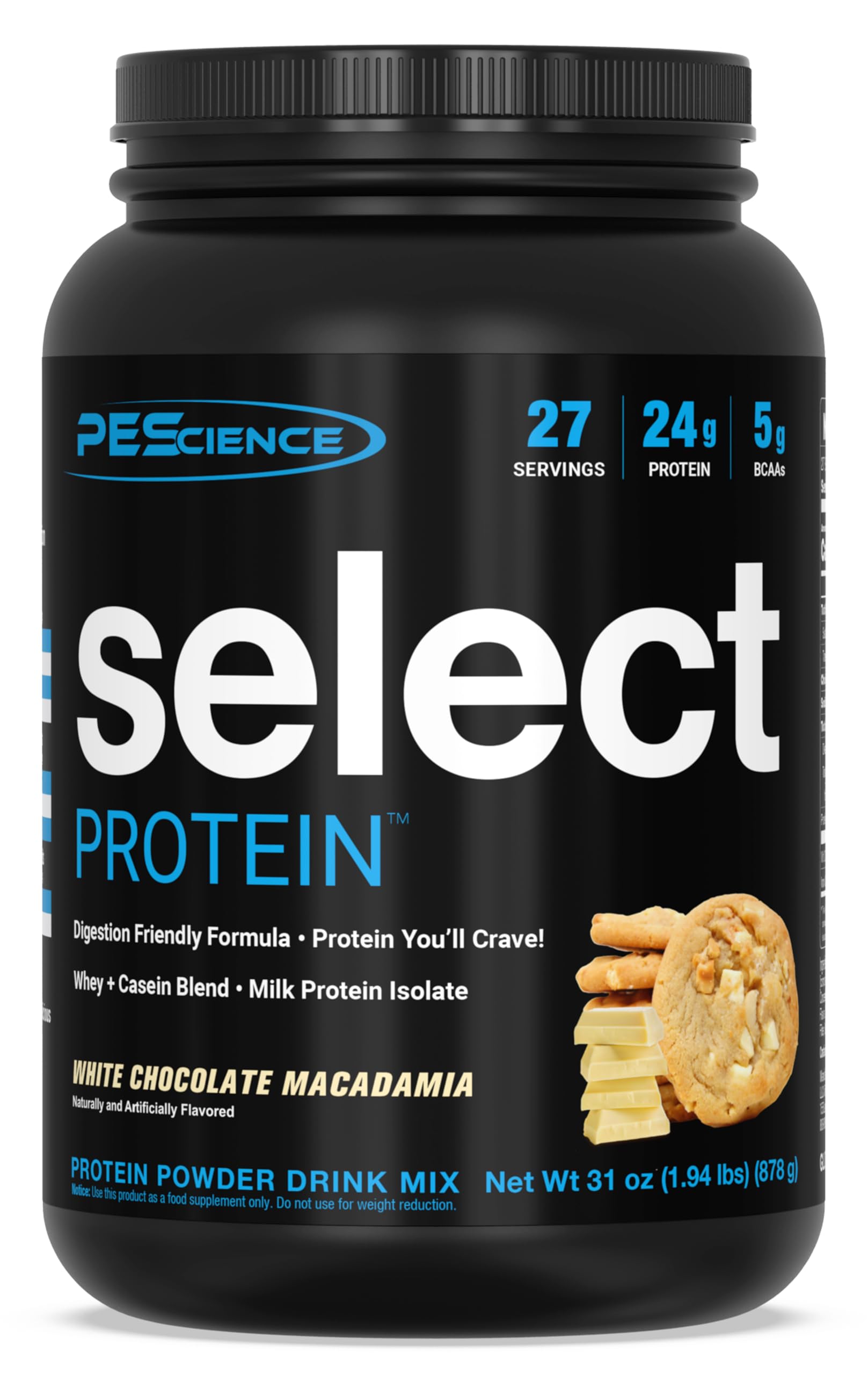 PEScience Select Low Carb Protein Powder, White Chocolate Macadamia, 27 Serving, Keto Friendly and Gluten Free