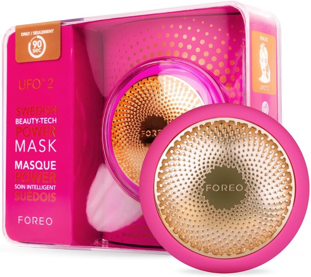 FOREO UFO 2 Full Facial LED Mask Treatment, Full LED Spectrum & Red Light Therapy, Face Masks Beauty Treatment, Warming, Cooling, Face Massager, Moisturiser, Increased Skin Care Absorption, Fuchsia