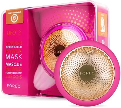 FOREO UFO 2 Full Facial LED Mask Treatment, Full LED Spectrum & Red Light Therapy, Face Masks Beauty Treatment, Warming, Cooling, Face Massager, Moisturiser, Increased Skin Care Absorption, Fuchsia | LED Face Mask, Red Light Mask, Full Spectrum LED, Warming, Cooling, Face Massager, UFO Activated Masks, All Skin Types