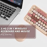 Vista 6 de Combo de teclado y mouse inalámbricos colorido - Teclado inalámbrico de 104 teclas con almohadilla numérica para PC Windows, portátil, laptop