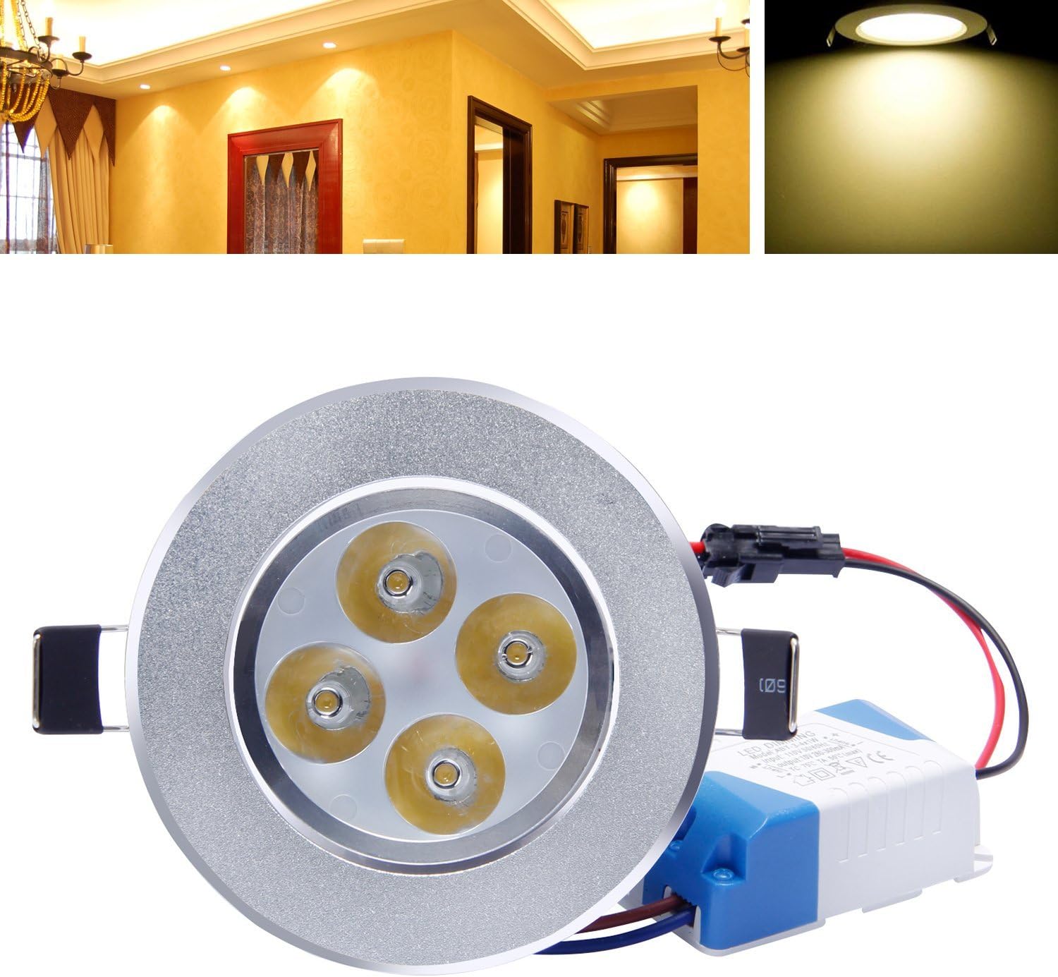 Retrofit Dimmable Recessed Ceiling LED Light with Driver (4-Watt, Warm White 2800-3200K)