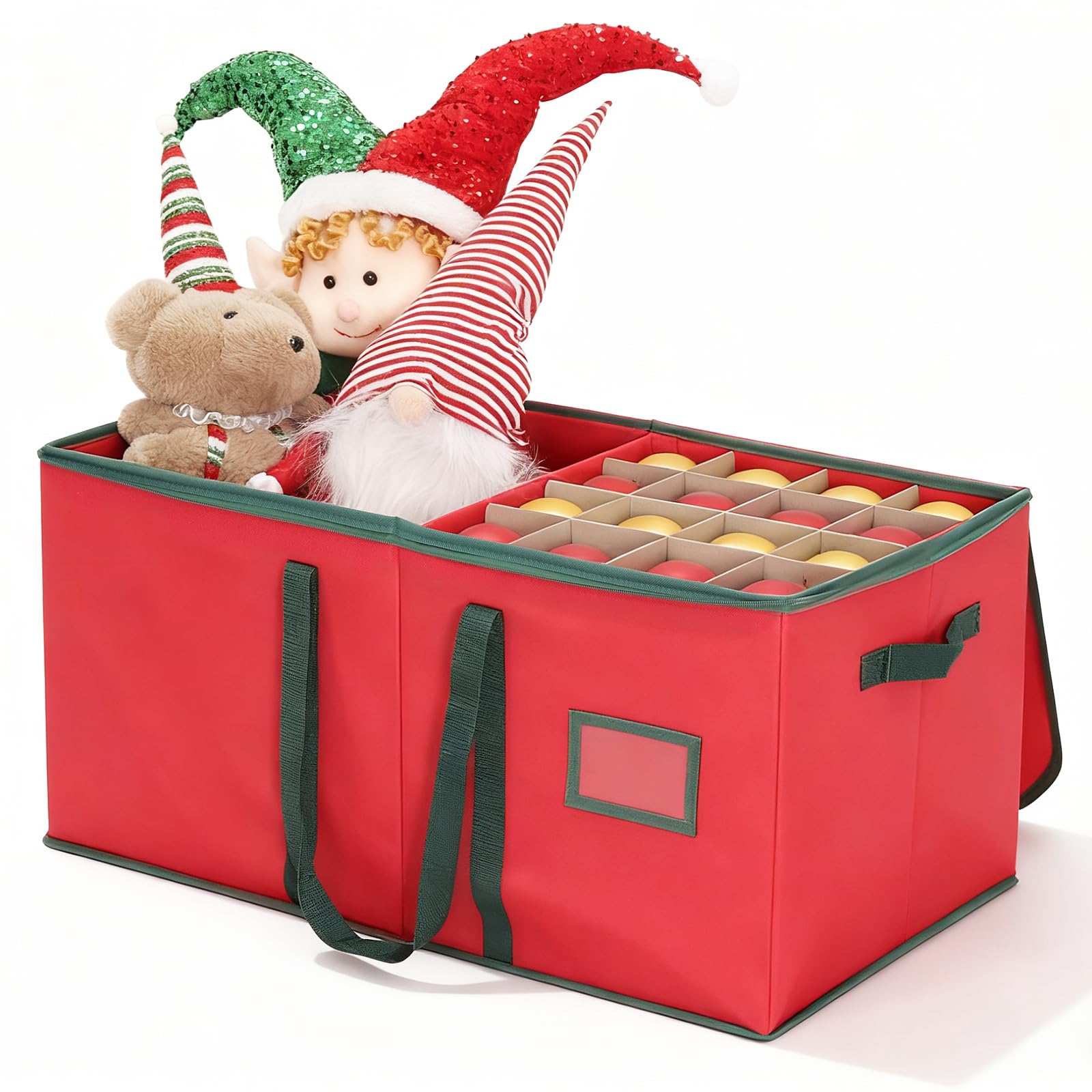 SALCAR Aufbewahrungsbox für Weihnachtskugeln mit 128 Fächern stabile Kartontrenner, praktische Aufbewahrungskiste für Christbaumschmuck und Weihnachtsdeko