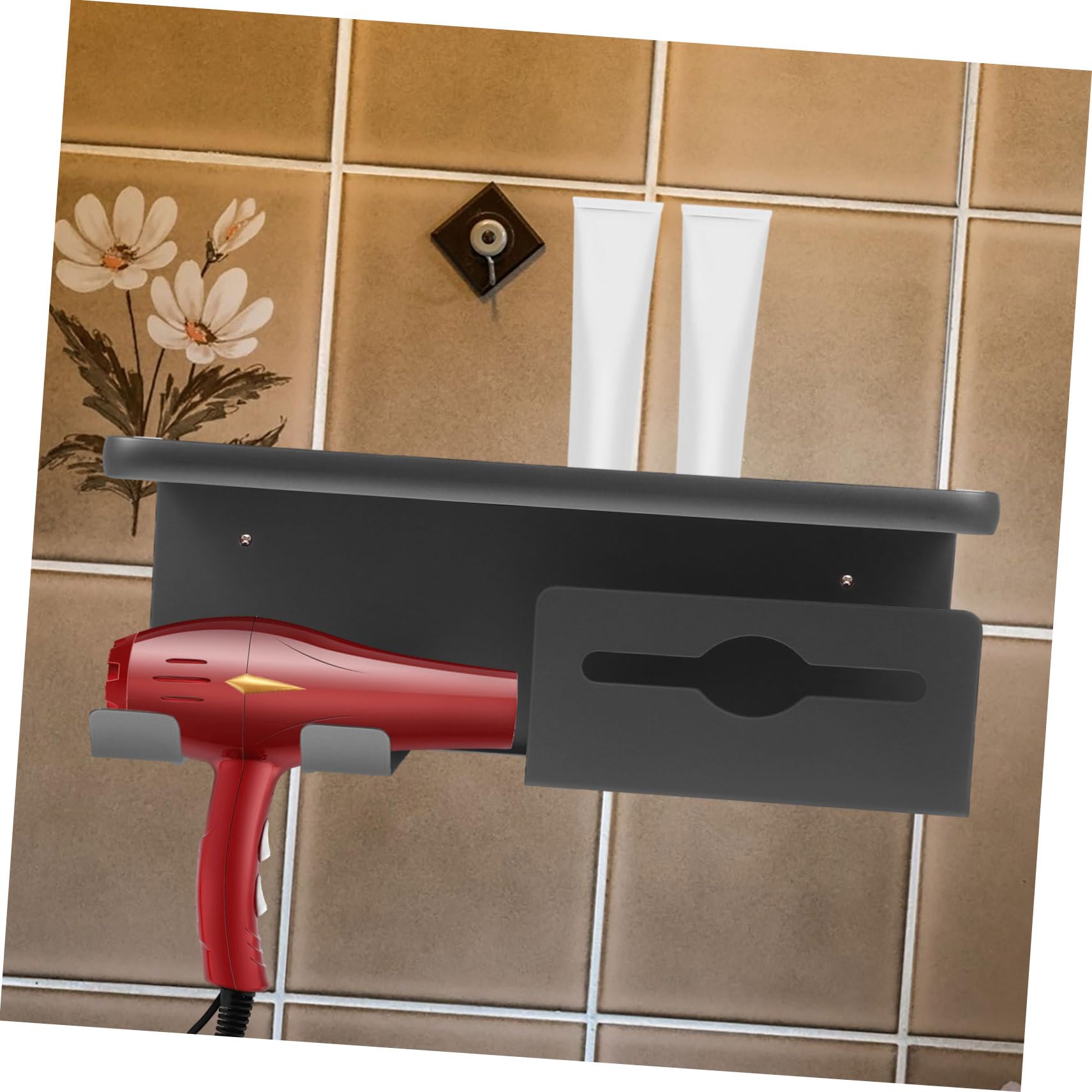 STOBAZA Soporte De Secador De Pelo Pared Organizador De Estante De Almacenamiento para Secador De Pelo y Alisador Diseño y Gun De Limpiar y Ahorrador De