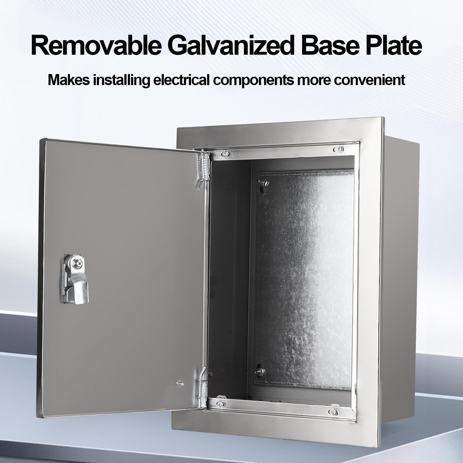 Caja Cuadro Electrico Empotrable, Armario Electrico de Acero Inoxidable 304, Caja Electrica Oculto para Interiores y Exteriores con Cerradura y Placa de Montaje