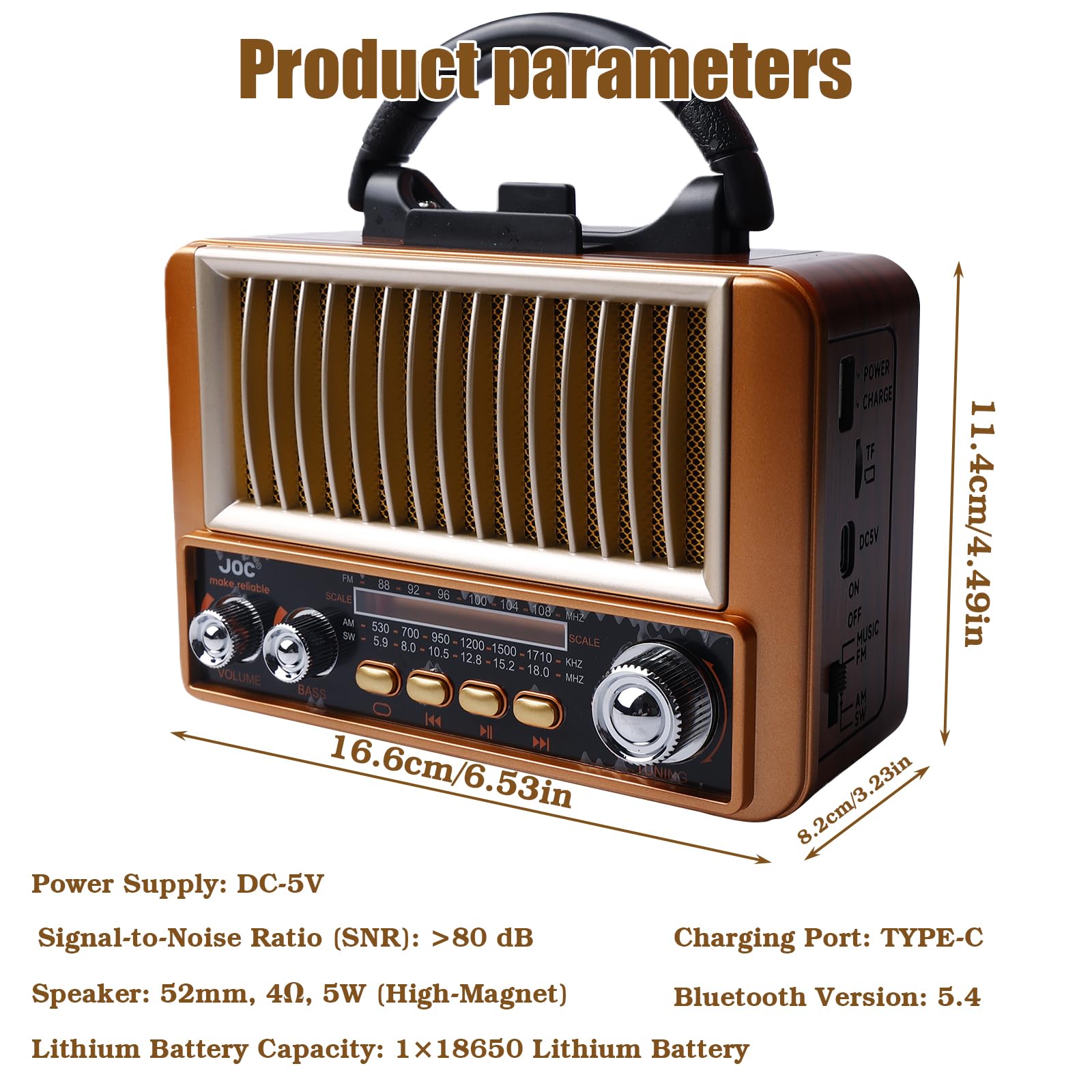 Solar Retro Radio Mit Bluetooth, Tragbare Nostalgie Radio, Am/Fm/Sw Bluetooth Lautsprecher Klein Unterstützt USB/Tf/Aux Funktion Für Wandern, Camping, Büro, Schlafzimmer (Roségold)