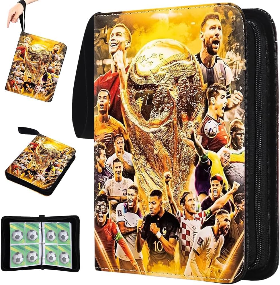 DAJASD Football Card Binder, 4 Pocket Football Card Holder with 60 Removable Sleeves Fits 400 Sport Cards