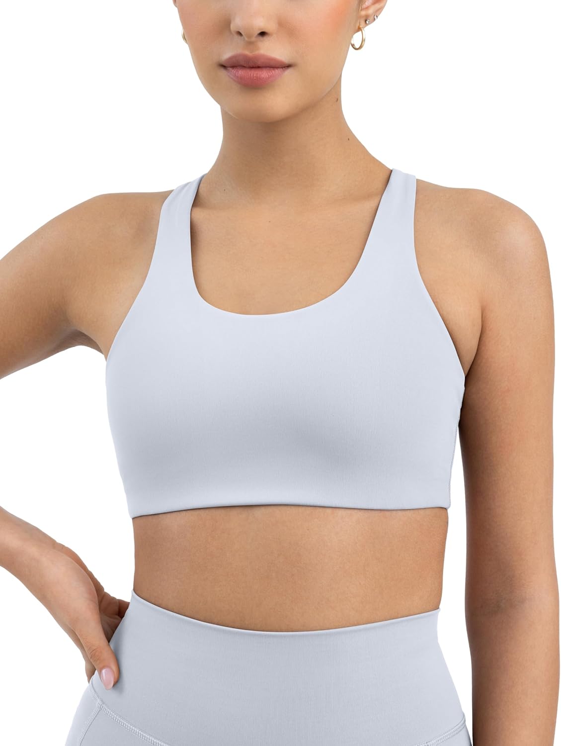 PAVOI ACTIVE Racerback Supportive Sports Bras for Women - High Support Scoop Neck Gym Workout Bra Removable Pads - HiPerform