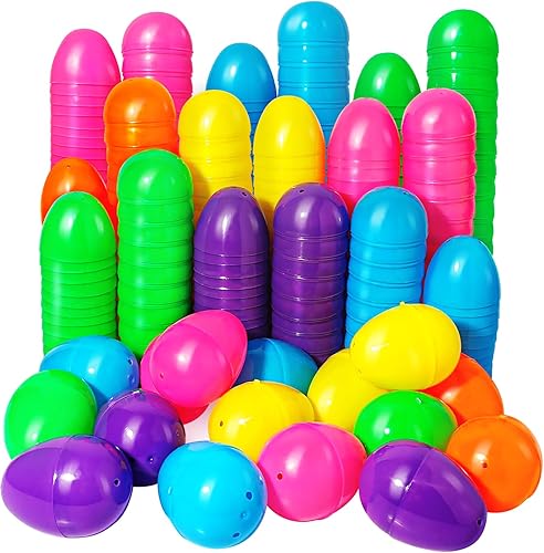 600 huevos de Pascua de plástico, huevos de Pascua de colores brillantes de 2.36 pulgadas, para caza de Pascua, rellenos de cestas, suministros de