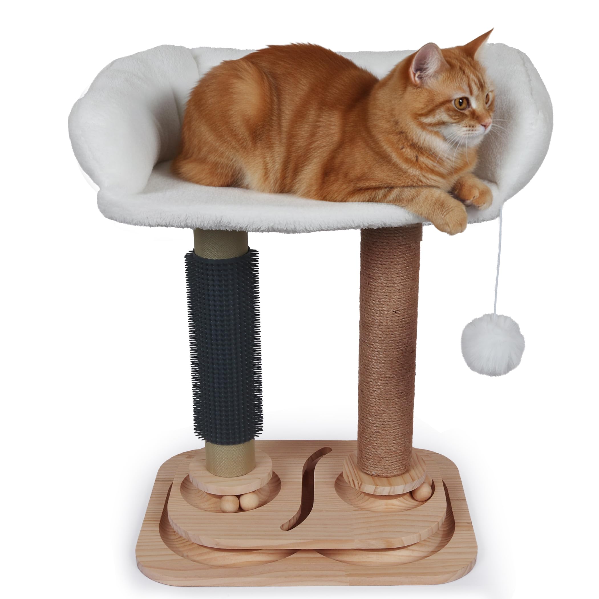 rascador Gato, rascador para Gatos, árbol para Gatos, Cama Gato, con Juguete Colgante y Cama, con Poste sisal, Base Antideslizante de Madera, Multifuncional Juego, Descanso y Cuidado