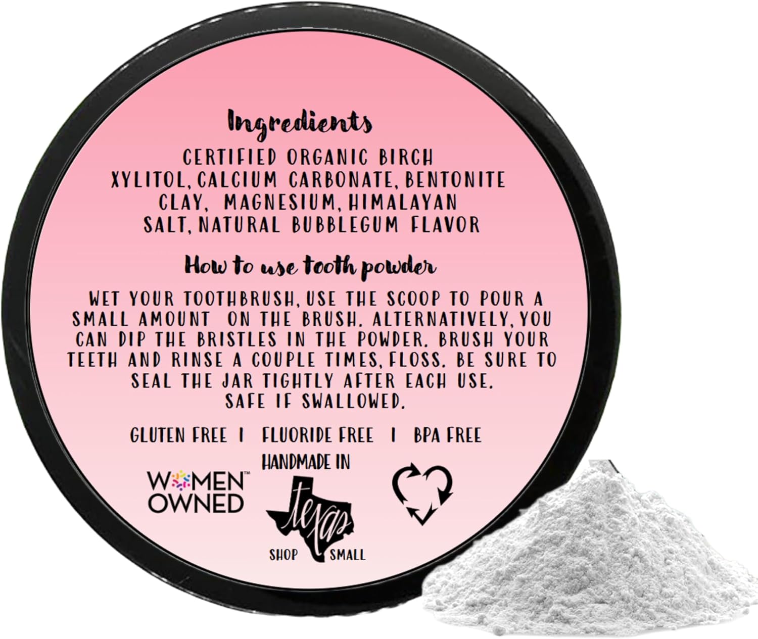 Simply Sooney Vegan Mineral Tooth Powder I Bubblegum Formula I Natural Ingredients I Stronger Teeth 1.5oz (1.5 oz jar)