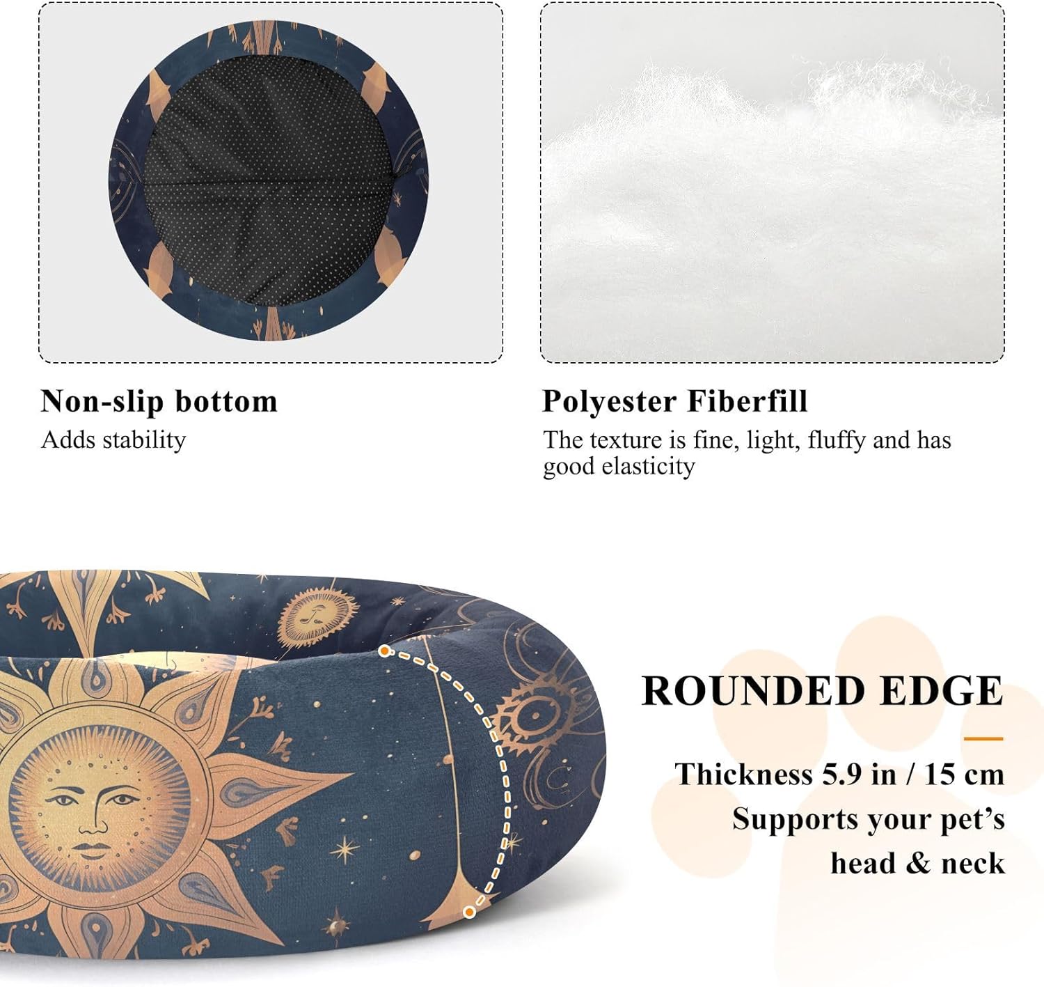 Astrology Totem Blue Pet Dog Bed Anti-Slip Cat Pillow Bed for Extra Small Size Pets Sleeping M