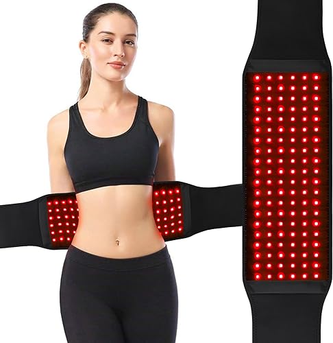  Red Light Waist Belt for Body, 660nm RedLight & 850nm Near-Infrared Light Wrap Belt With 4 Frequencies, LED Lamp Waist Pad Suitable for Shoulder Back Waist Abdomen, With 2-meter Power Adapter 