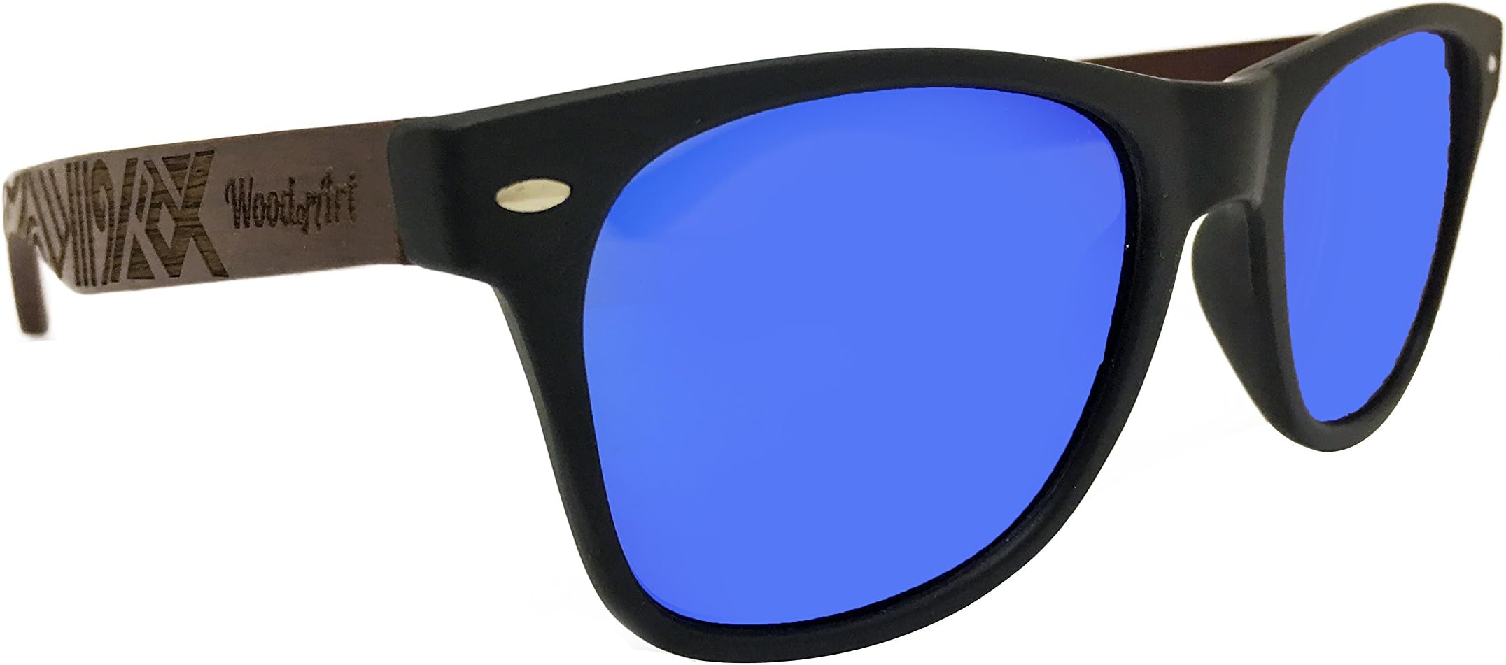 WoodofArt Wood Polarized Sunglasses For Men & Women Wayfarer Shades Bamboo Case