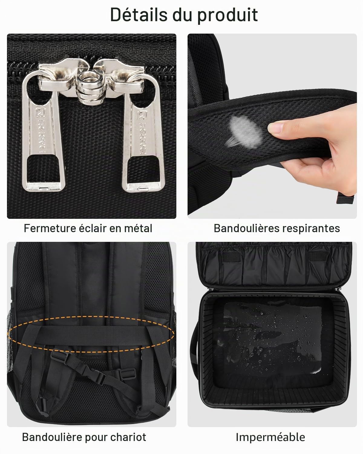Relavel - Mallette de maquillage professionnelle - Sac à dos extra large - Organisateur de rangement pour artistes de maquillage - 3 couches - Noir