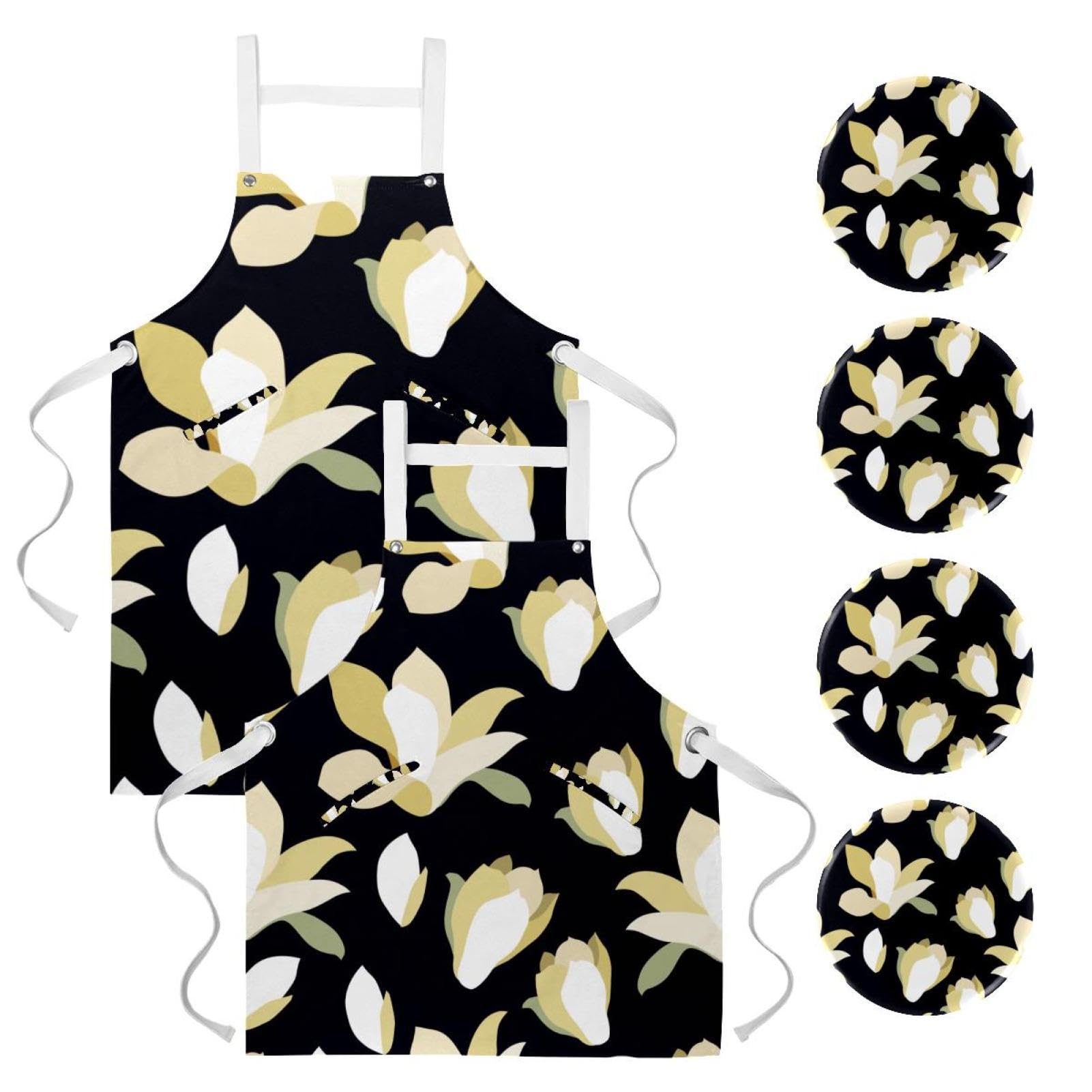 Tablier de cuisine floral multicolore avec 4 broches d'ajustement - 7