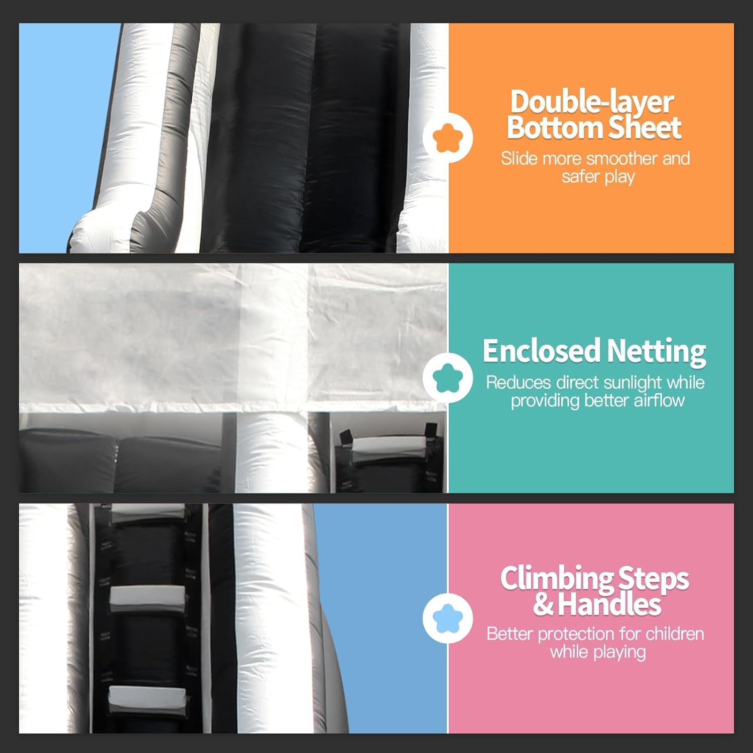 26.2FT Commercial Large Inflatable Water Silde for Kids & Adults, Heavy Duty 100% PVC Waterslides with Big Pool, Blower for for Backyard, Outdoor Slide Park, and Pool Party, Black